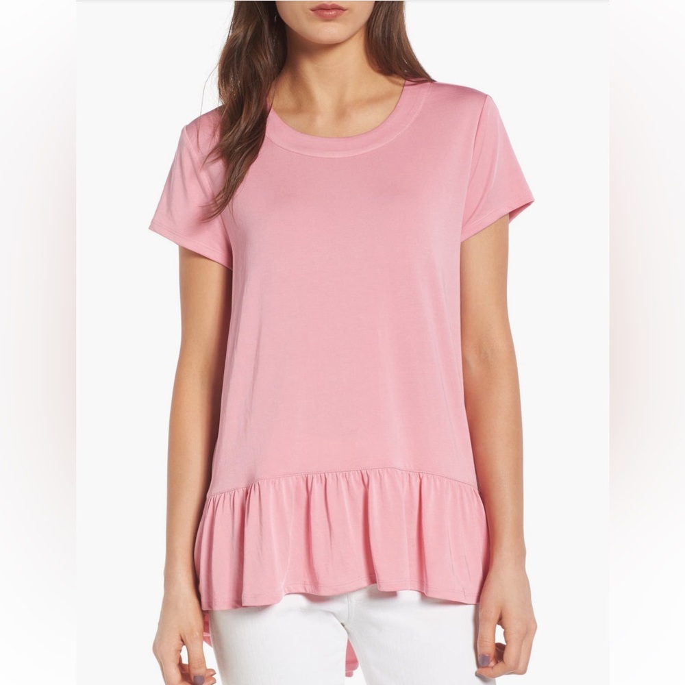 Ruffle hem blouse | pink